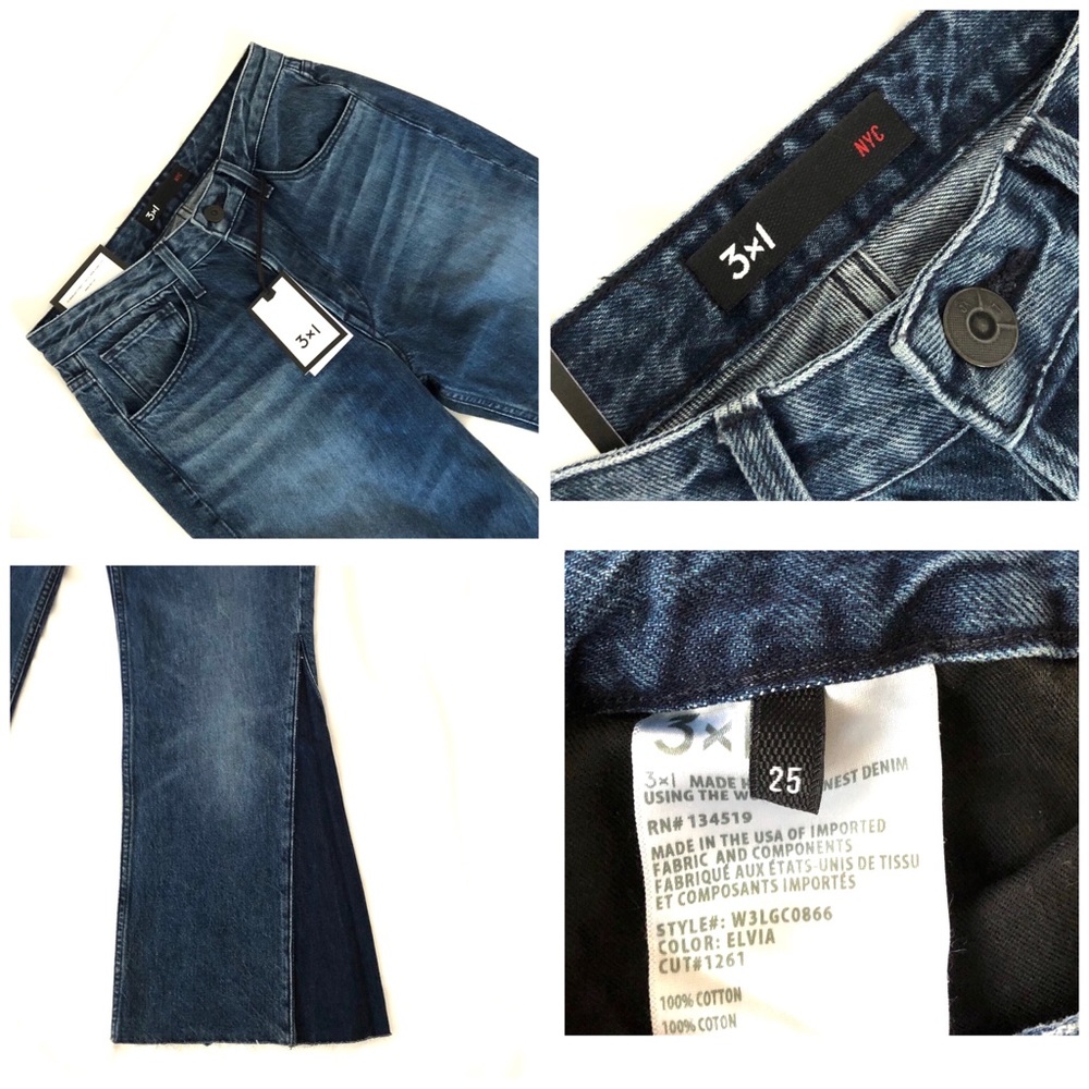 NWT 3x1 Higher Ground Gusset Flared Cropped Jeans - Picture 7 of 9